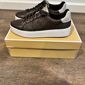 Michael Kors Dark Brown and White Sneakers